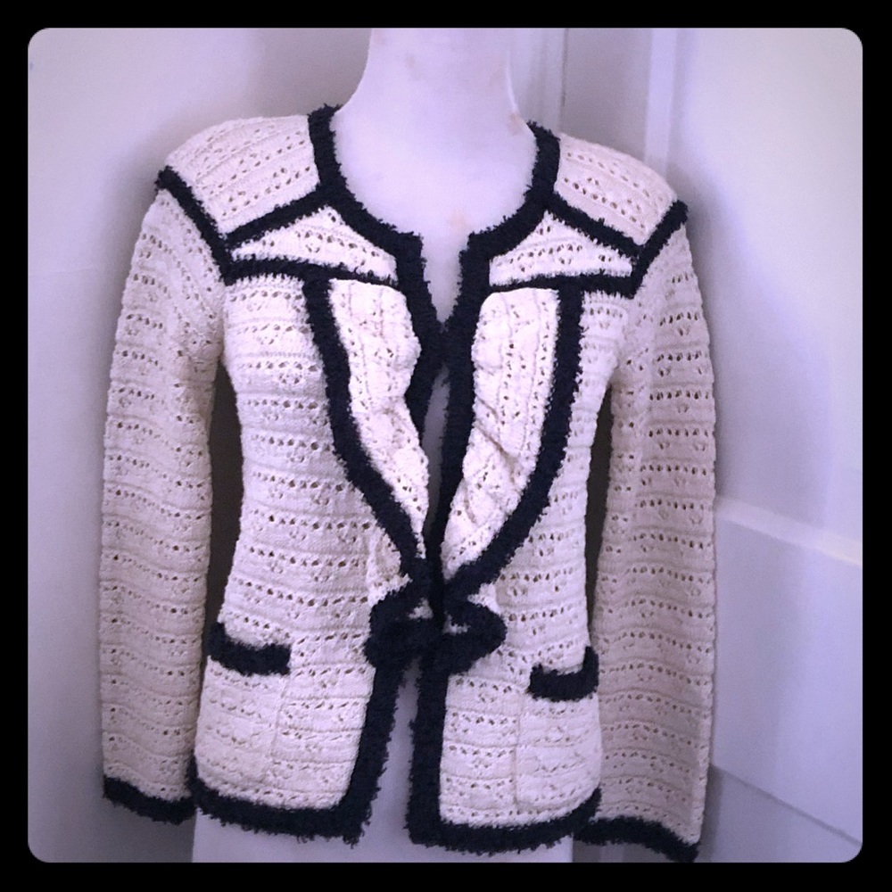 Red Valentino sweater jacket small cream dark blue trim